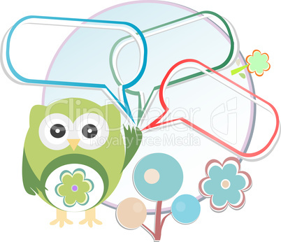 Cute owl with place for your text.