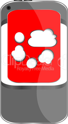 Mobile phone with a cloudy sky on the screen. 3d image