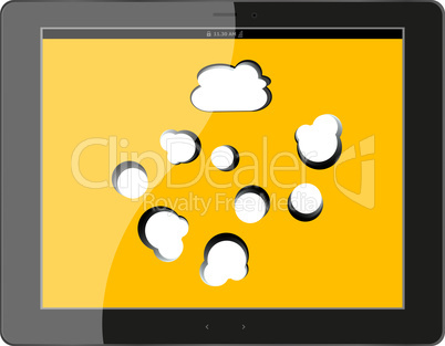 speech bubble on black tablet pc social, network concept