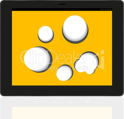 speech bubble on black tablet pc social, network concept