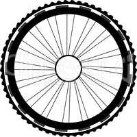 silhouette of a bicycle wheel. bike wheels with tyre and spokes. isolated on white