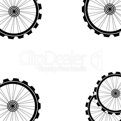 bicycle wheels pattern isolated on white background