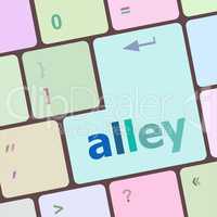 alley words concept with key on keyboard