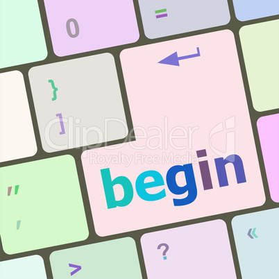 begin word on keyboard key, notebook computer button