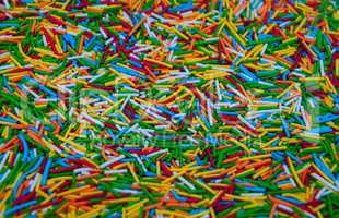 Colorful candy sprinkles heap