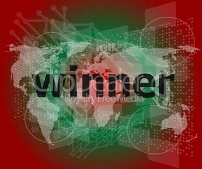 winner, green digital background, global internet concept