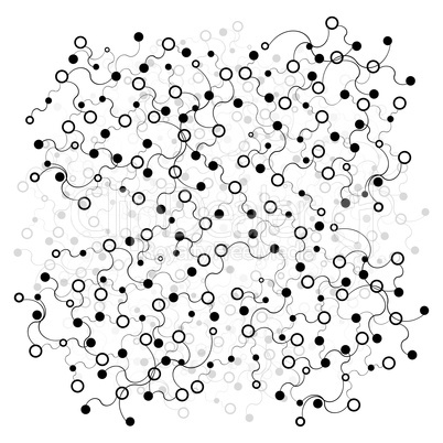 Abstract background. Black connecting dots on white.