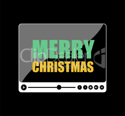 Flat design button. merry christmas words on media player