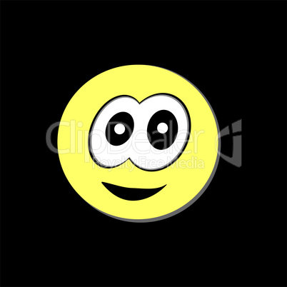 Modern yellow laughing happy smile. Happy emoticon. Isolated on black background