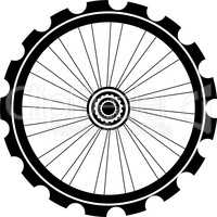 silhouette of a bicycle wheel. bike wheels with tyre and spokes. isolated on white