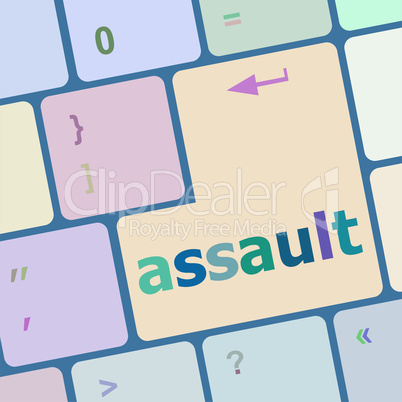 Keyboard with enter button, assault word on it
