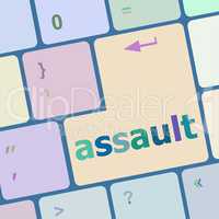 Keyboard with enter button, assault word on it