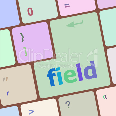 field word on keyboard key, notebook computer button