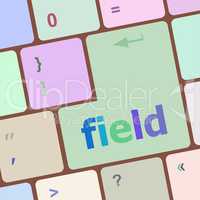 field word on keyboard key, notebook computer button