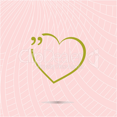 Quotation Mark Speech Bubble with love heart. Quote sign icon.