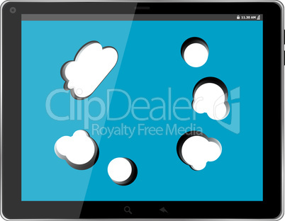 speech bubble on black tablet pc social, network concept