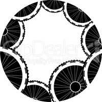 bicycle wheels pattern isolated on white background
