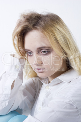 Young woman in a state of depression