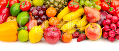 Collection juicy fruits and vegetables