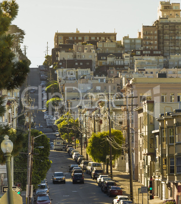 Uphill street in San Francisco