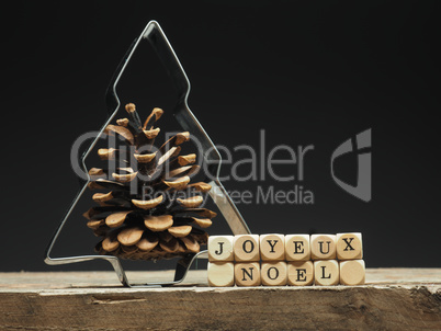 French words Merry Christmas on wooden dices