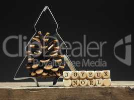 French words Merry Christmas on wooden dices