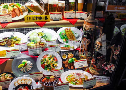 Realistic plastic food display in Japan