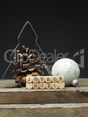 French Merry Christmas background with tree shape