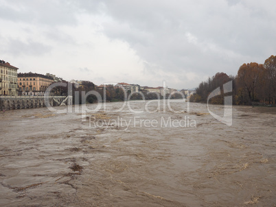 River Po flood in Turin