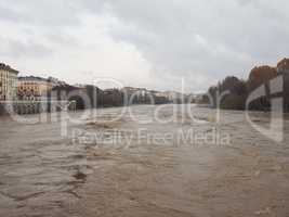 River Po flood in Turin