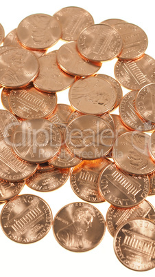 Dollar coins 1 cent wheat penny cent - vertical