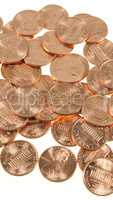 Dollar coins 1 cent wheat penny cent - vertical