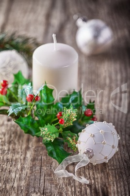 Christmas Symbols on a wooden background