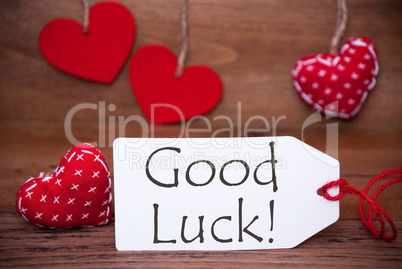 Read Hearts, Label, Text Good Luck