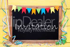 Chalkboard With Streamer, Text Invitation