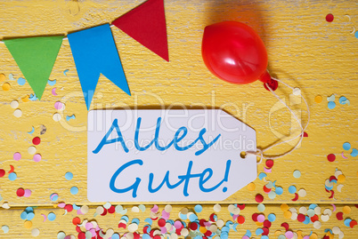 Party Label, Confetti, Balloon, Alles Gute Means Best Wishes