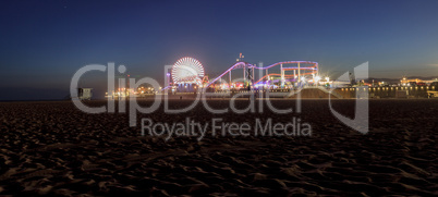 Santa Monica Pier boardwalk lit up