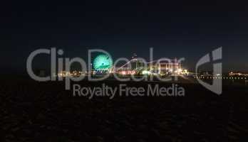 Santa Monica Pier boardwalk lit up