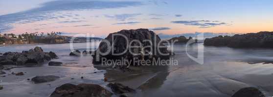 Crescent Bay beach panoramic view of the ocean at sunset