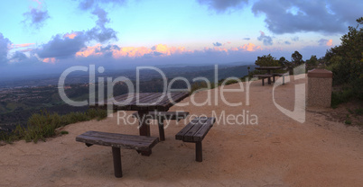 Panoramic view before sunset from the top of the hiking trail