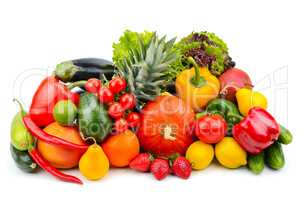 fruits and vegetables isolated on white background