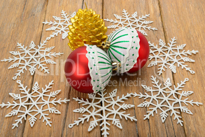 Christmas decorations, candle in the form of cones and snowflake