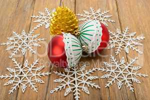 Christmas decorations, candle in the form of cones and snowflake
