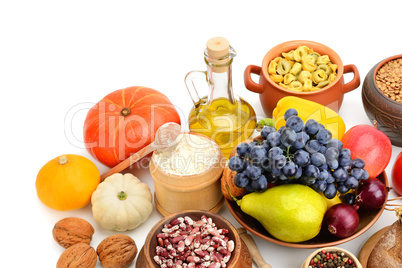 set of natural products isolated on white background