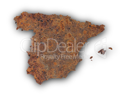 Karte von Spanien auf rostigem Metall