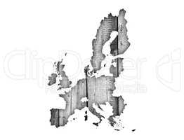 Karte der EU auf verwittertem Holz