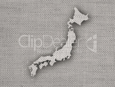 Karte von Japan auf altem Leinen