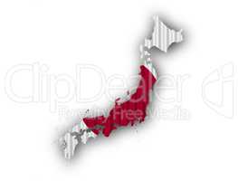 Karte und Fahne von Japan auf Wellblech