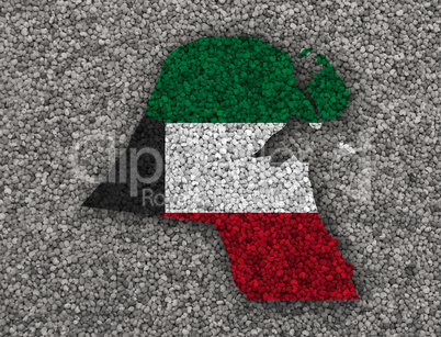 Karte und Fahne von Kuwait auf Mohn