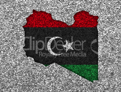 Karte und Fahne von Libyen auf Mohn